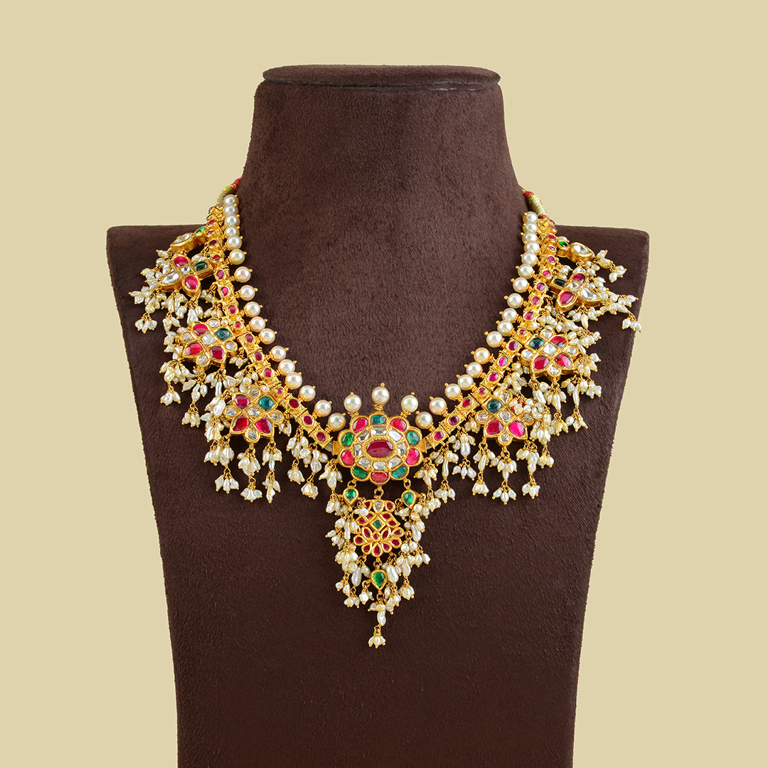 22k Gold Kundan Guttapusalu Necklace - Krishna Jewellers Pearls and Gems