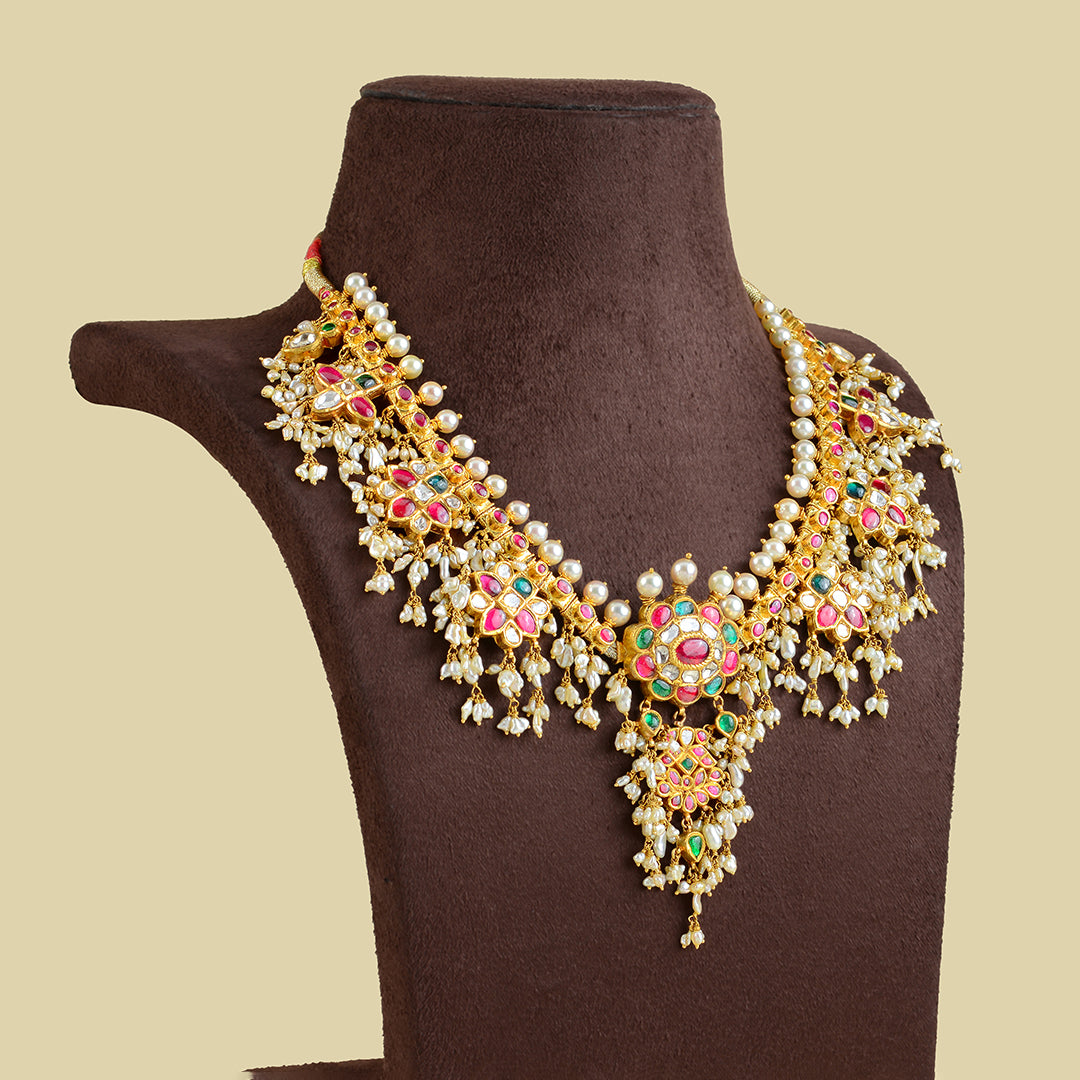 22k Gold Kundan Guttapusalu Necklace - Krishna Jewellers Pearls and Gems