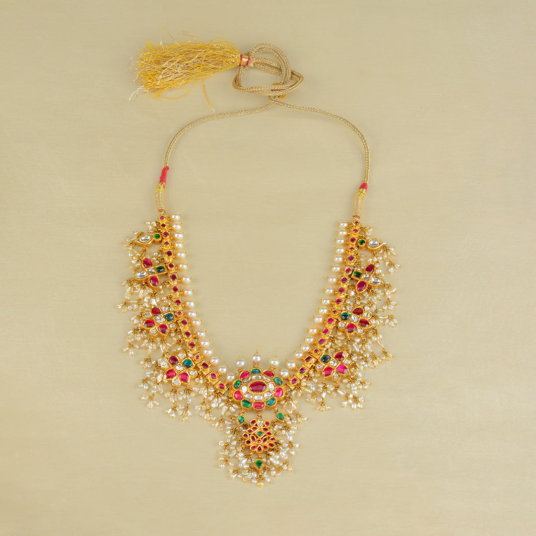22k Gold Kundan Guttapusalu Necklace - Krishna Jewellers Pearls and Gems