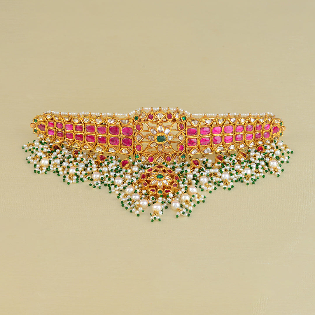 Gold Kundan Guttapusalu Choker - Krishna Jewellers Pearls and Gems