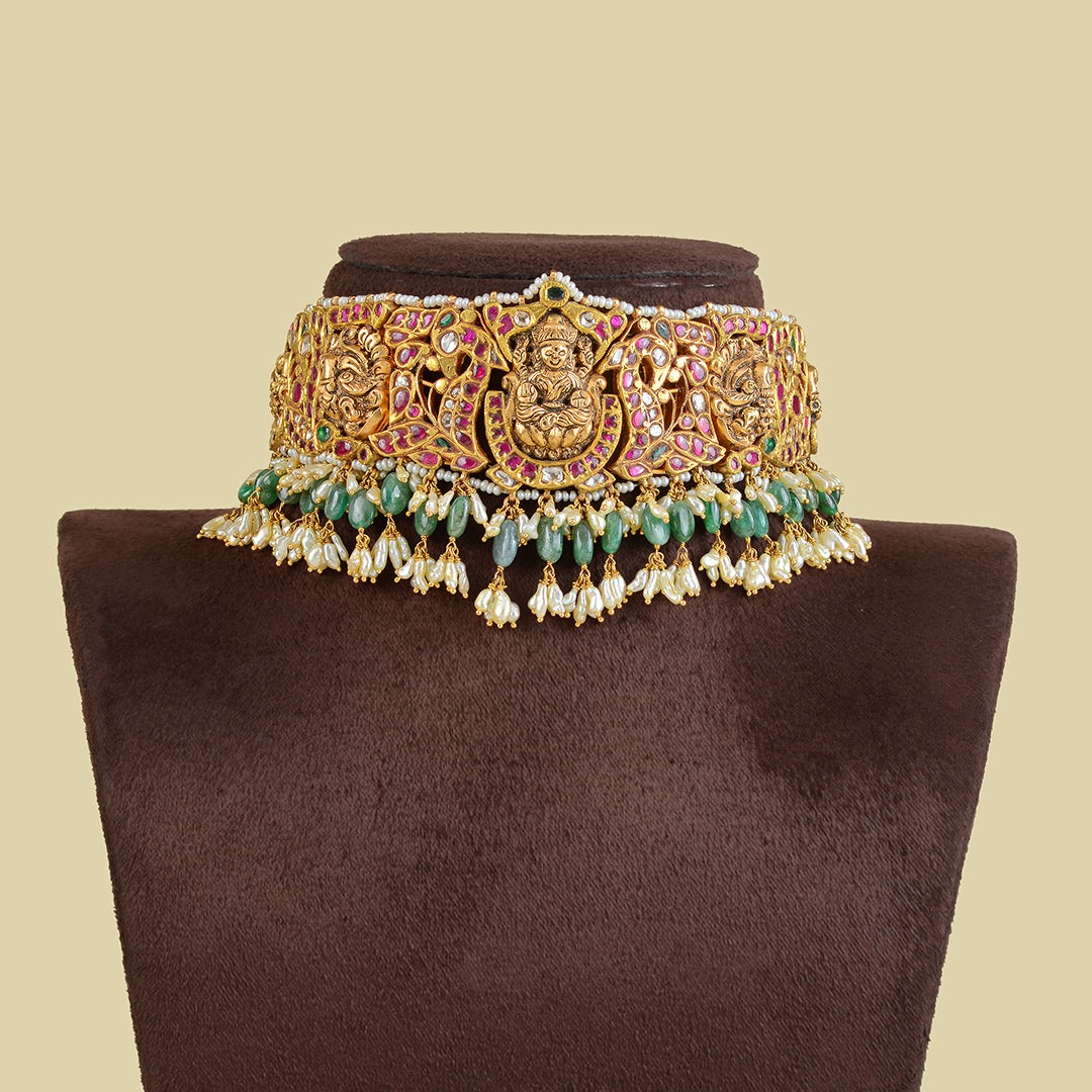 22k Gold Kundan Pearl Choker - Krishna Jewellers Pearls and Gems