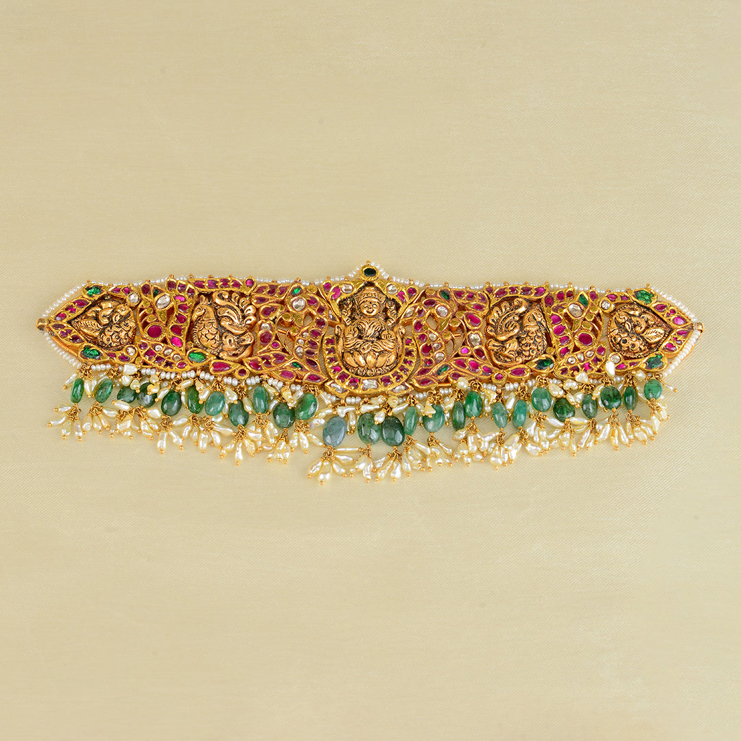 22k Gold Kundan Pearl Choker - Krishna Jewellers Pearls and Gems