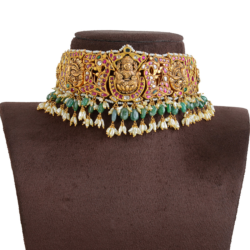 22k Gold Kundan Pearl Choker