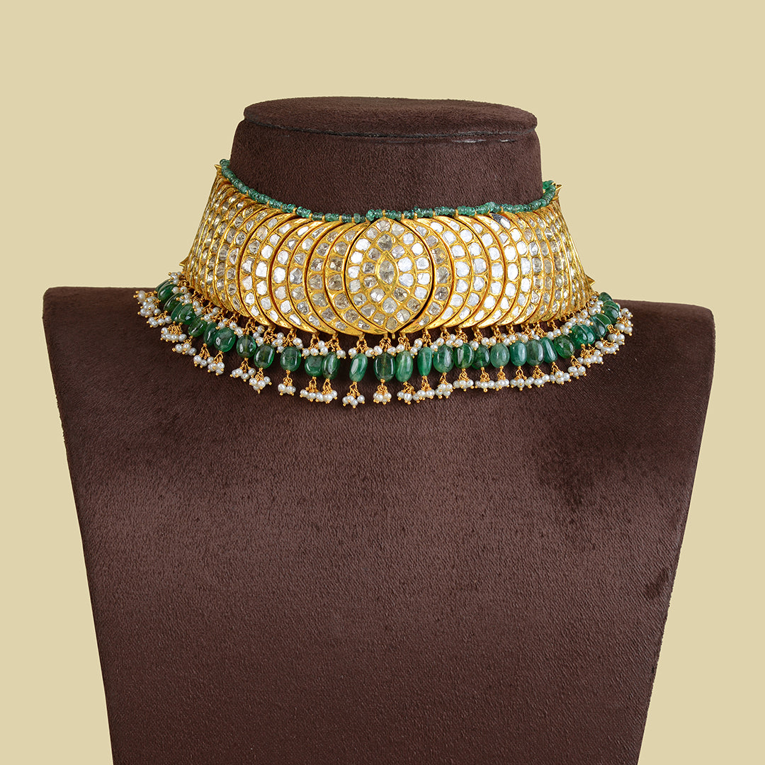 Beautifull 22k Gold Polki Choker - Krishna Jewellers Pearls and Gems