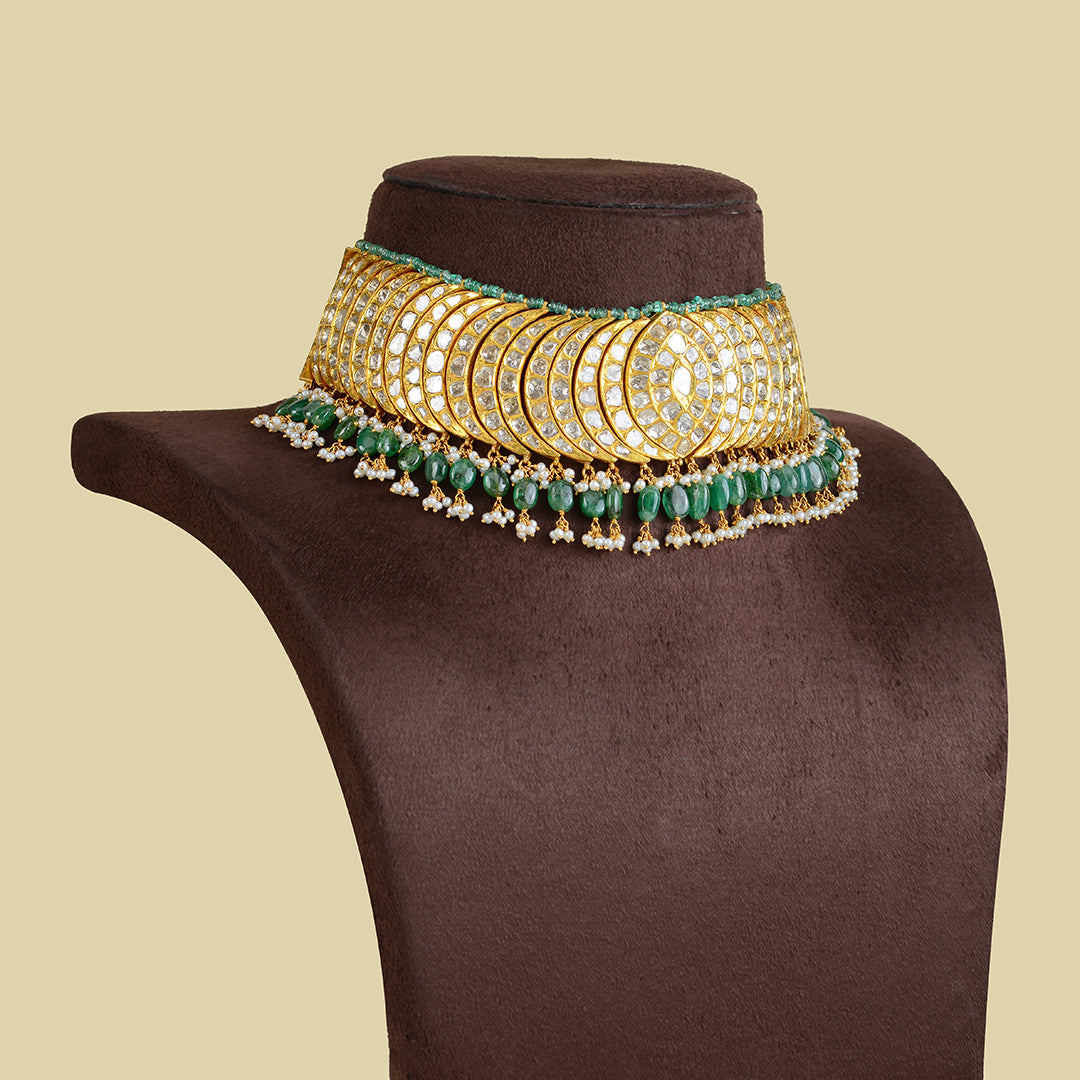 Beautifull 22k Gold Polki Choker - Krishna Jewellers Pearls and Gems