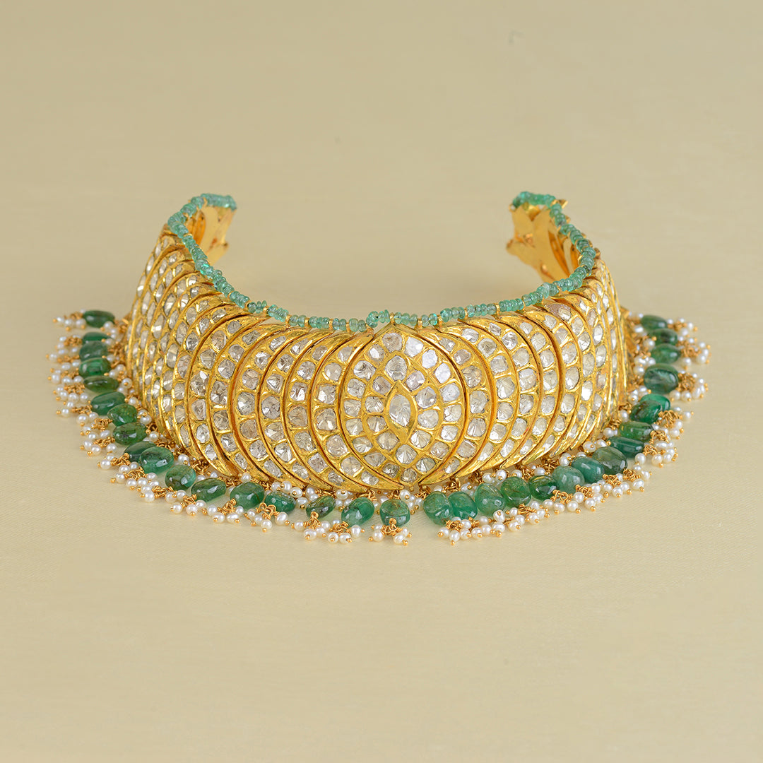 Beautifull 22k Gold Polki Choker - Krishna Jewellers Pearls and Gems