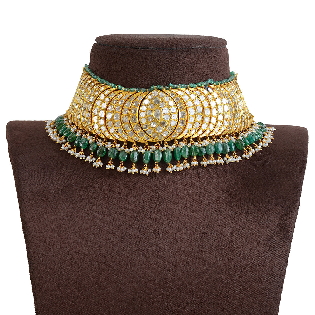 Beautifull 22k Gold Polki Choker - Krishna Jewellers Pearls and Gems