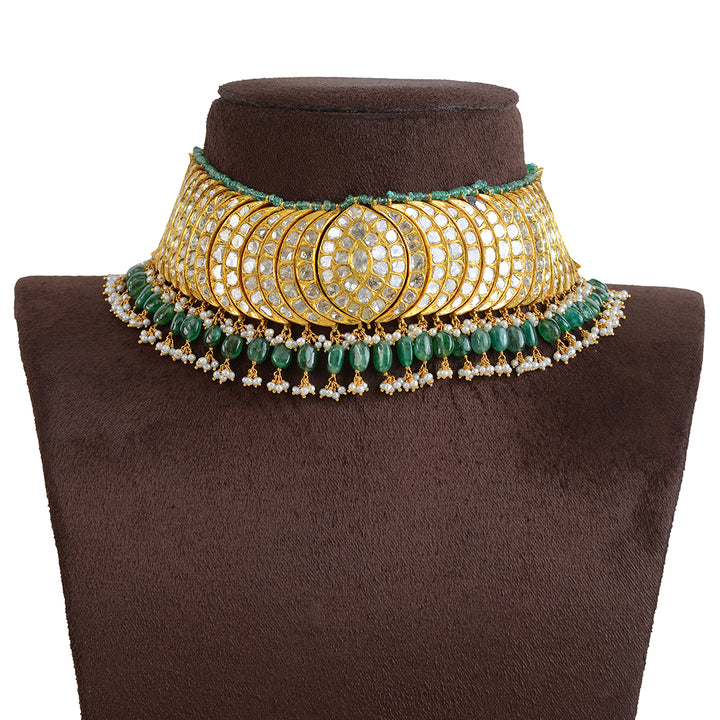 Beautifull 22k Gold Polki Choker - Krishna Jewellers Pearls and Gems