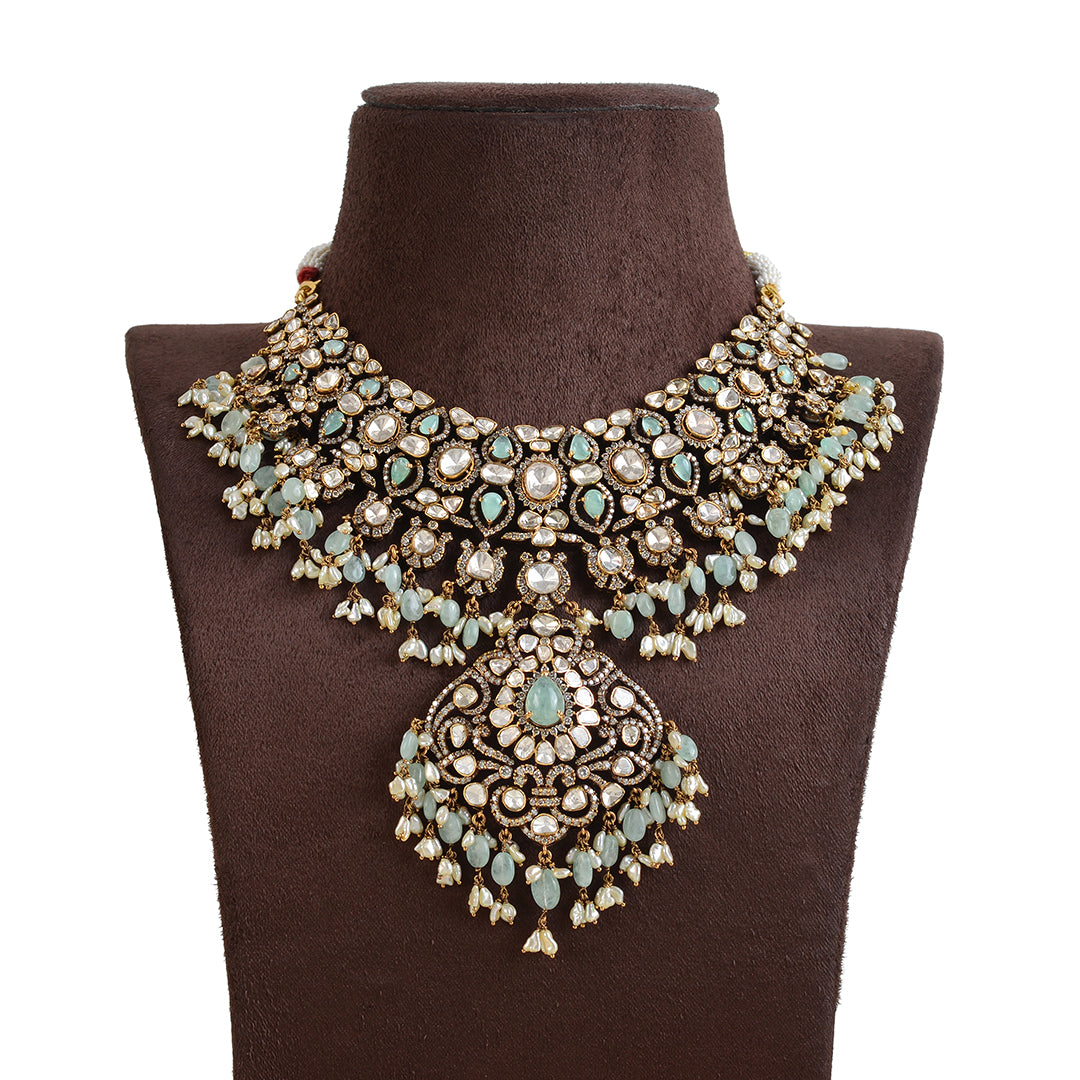 22k Victorian Polki Necklace - Krishna Jewellers Pearls and Gems