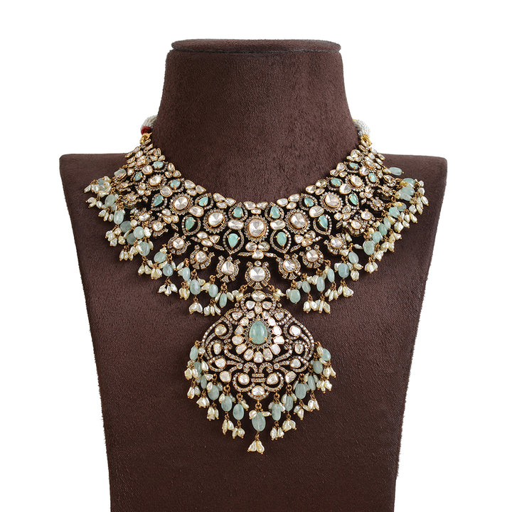 22k Victorian Polki Necklace - Krishna Jewellers Pearls and Gems