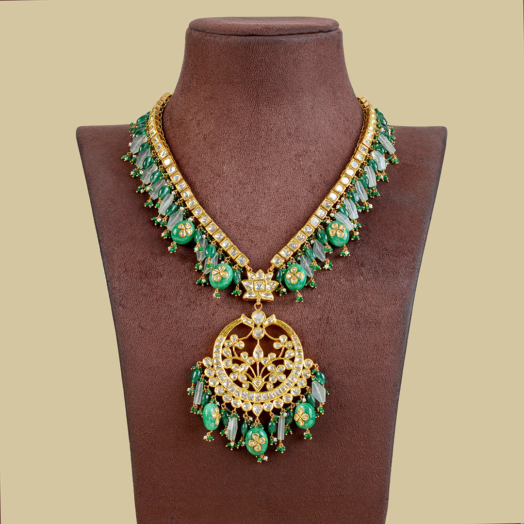 Gorgeous Polki Long Necklace - Krishna Jewellers Pearls and Gems