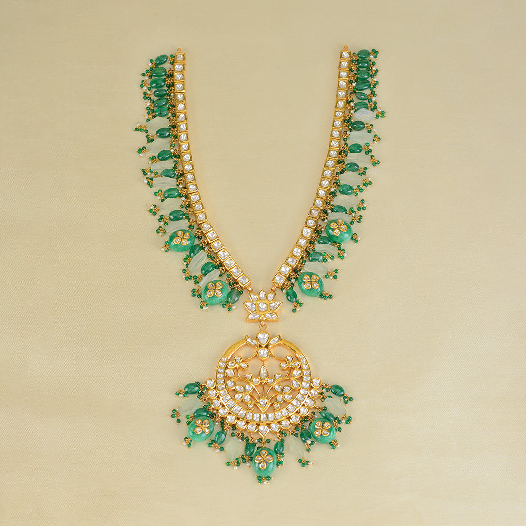 Gorgeous Polki Long Necklace - Krishna Jewellers Pearls and Gems