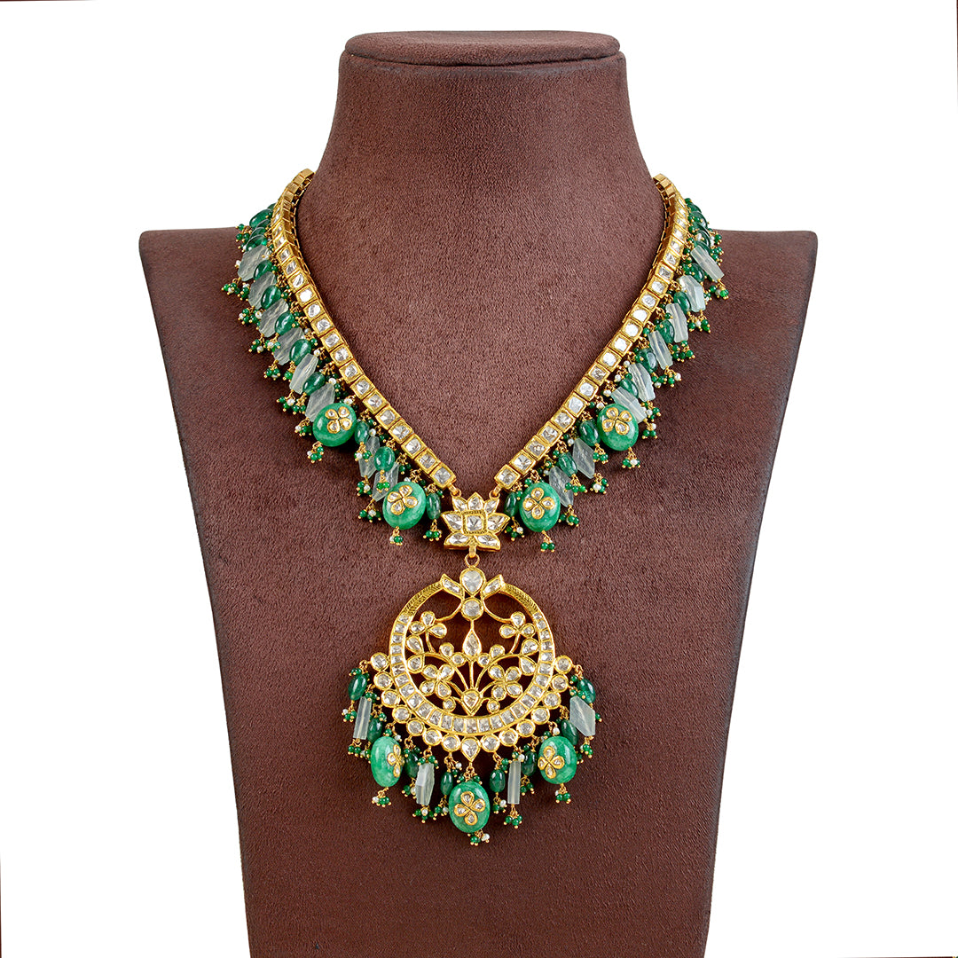 Gorgeous Polki Long Necklace - Krishna Jewellers Pearls and Gems