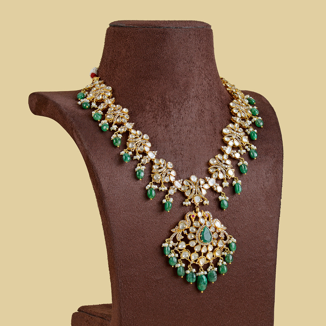 18K Gold Polki Diamond Long Haram - Krishna Jewellers Pearls and Gems