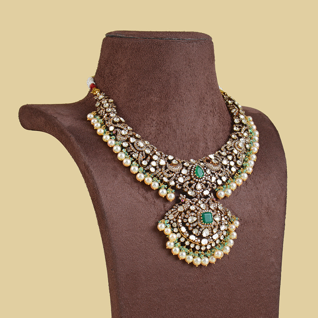 18k Victorian Polki Necklace - Krishna Jewellers Pearls and Gems