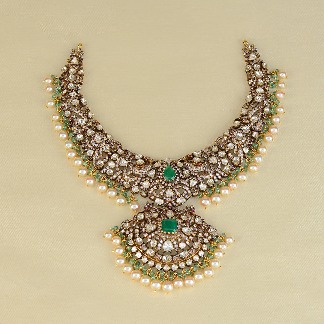 18k Victorian Polki Necklace - Krishna Jewellers Pearls and Gems