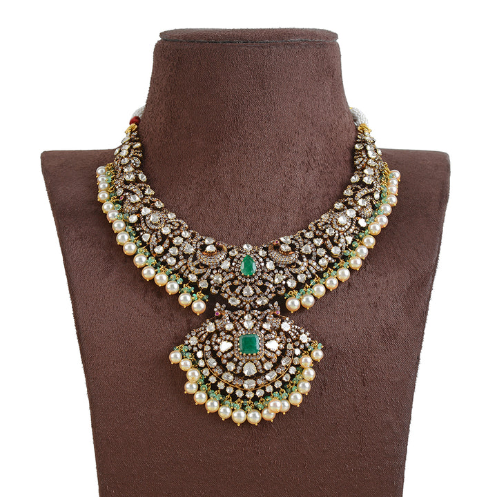 18k Victorian Polki Necklace - Krishna Jewellers Pearls and Gems