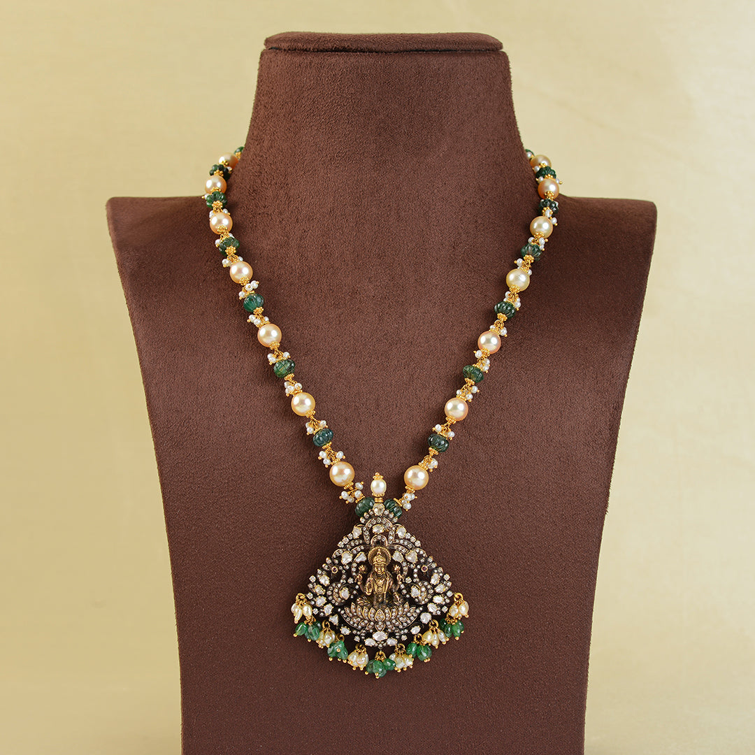 18k Victorian Gold Polki Necklace - Krishna Jewellers Pearls and Gems