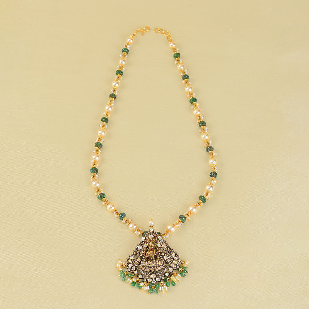 18k Victorian Gold Polki Necklace - Krishna Jewellers Pearls and Gems