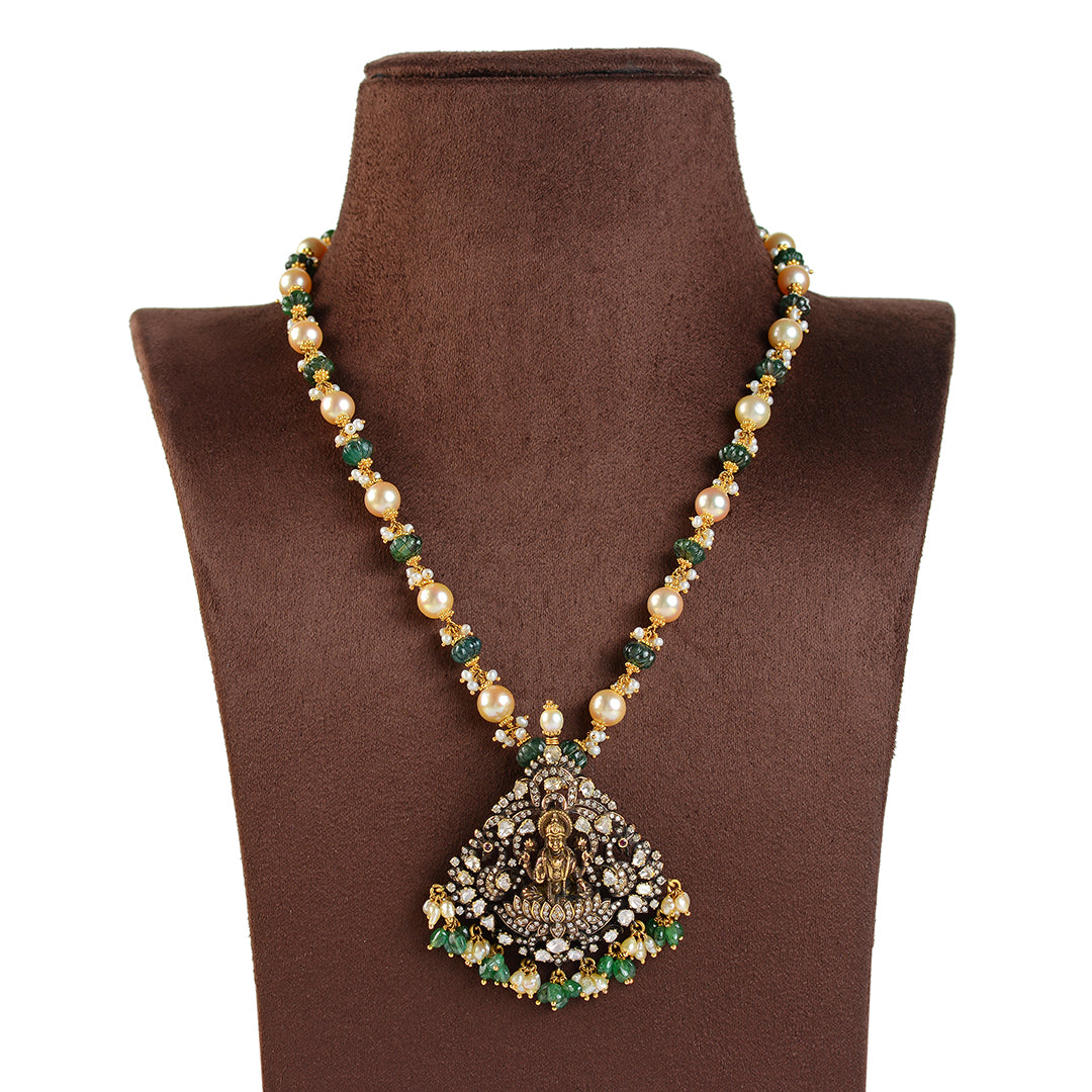 18k Victorian Gold Polki Necklace - Krishna Jewellers Pearls and Gems