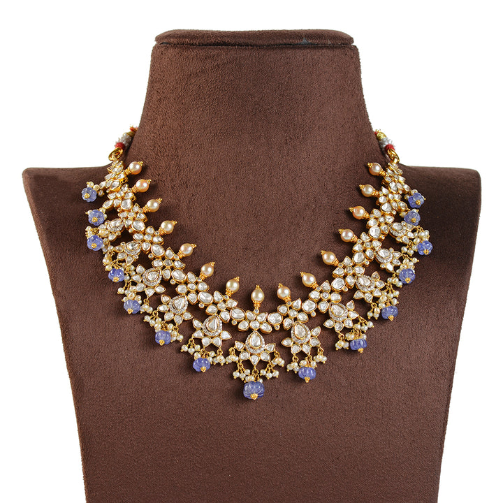 Beautifull Gold Polki Choker Necklace - Krishna Jewellers Pearls and Gems