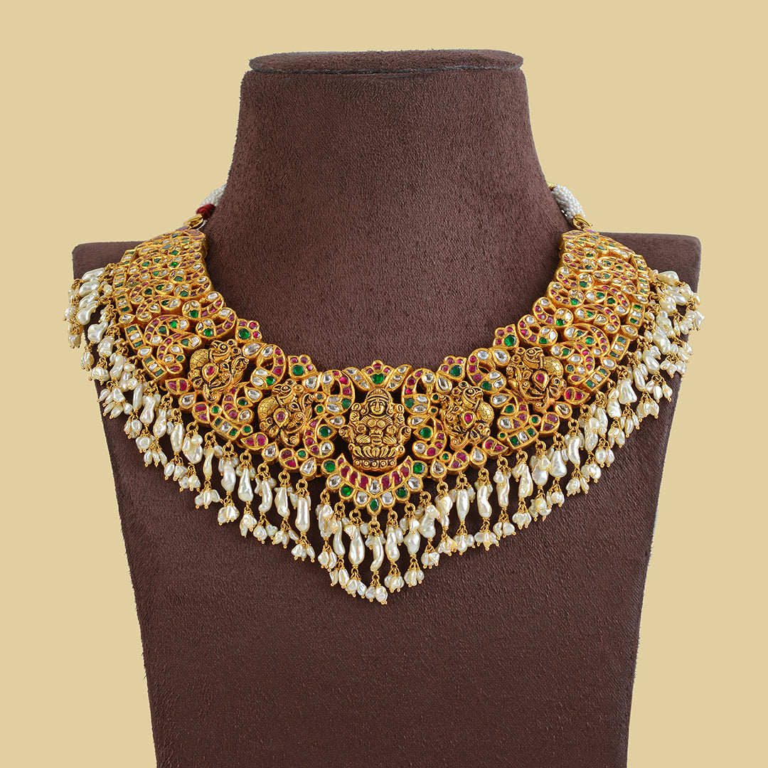 22k Gold Polki Ruby Choker - Krishna Jewellers Pearls and Gems