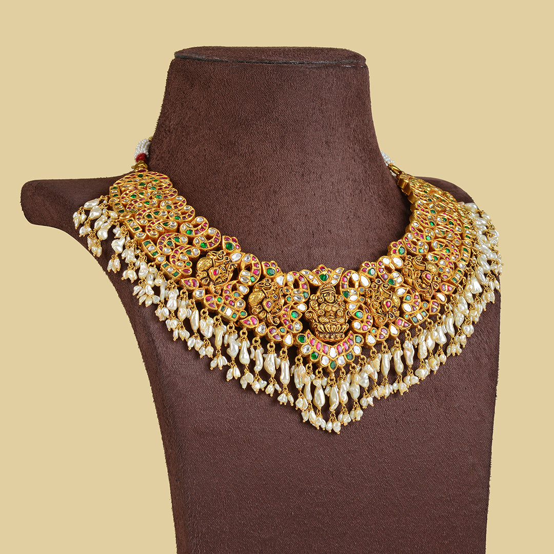 22k Gold Polki Ruby Choker - Krishna Jewellers Pearls and Gems