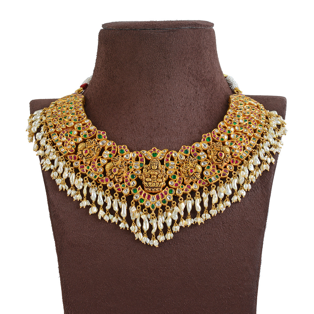 22k Gold Polki Ruby Choker - Krishna Jewellers Pearls and Gems