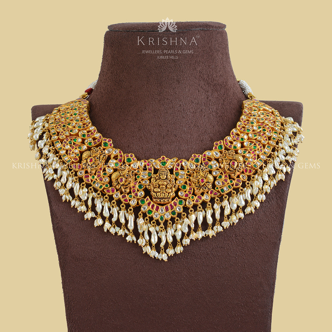 22k Gold Polki Ruby Choker - Krishna Jewellers Pearls and Gems