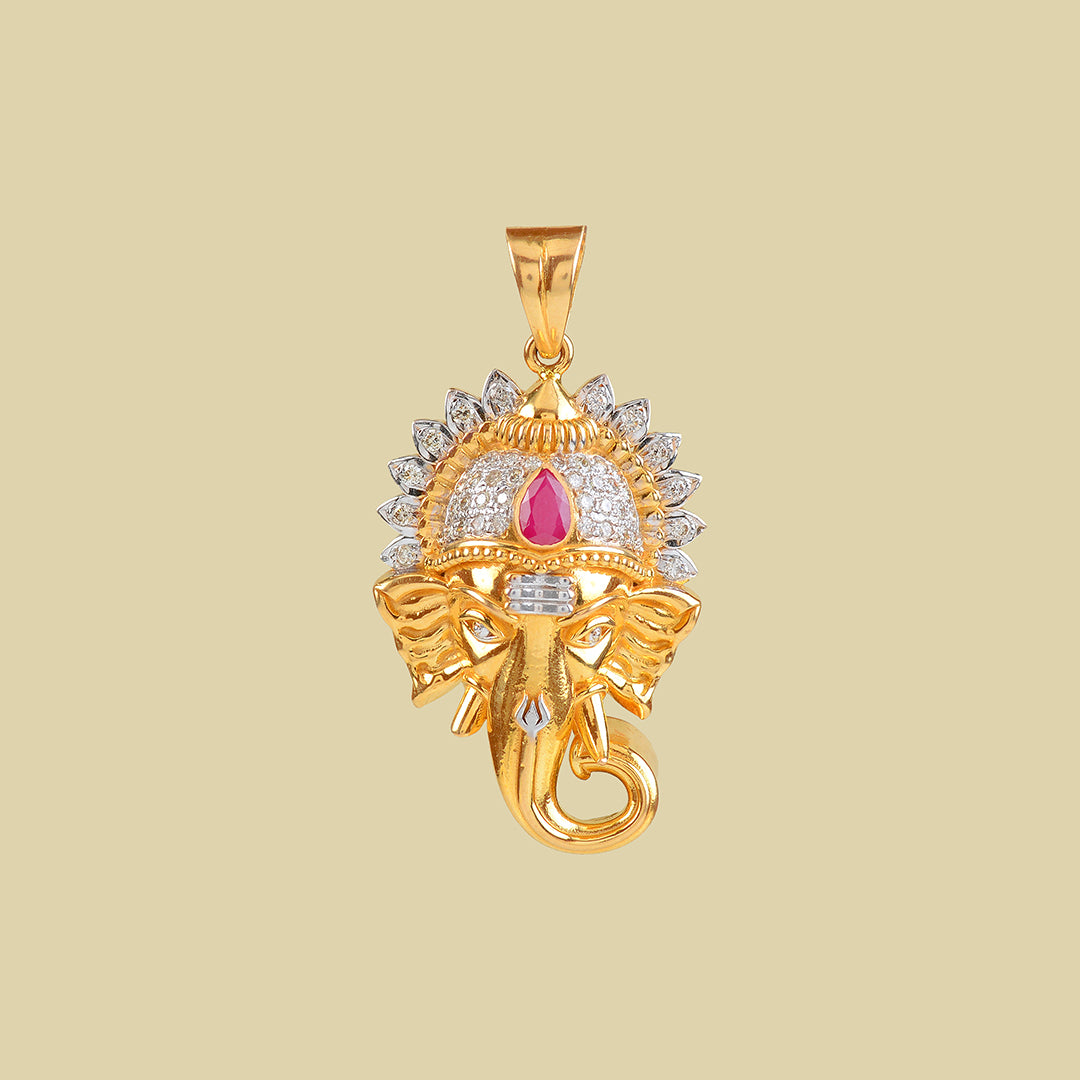 Beautiful 22k Gold Ganesh Pendant - Krishna Jewellers Pearls and Gems