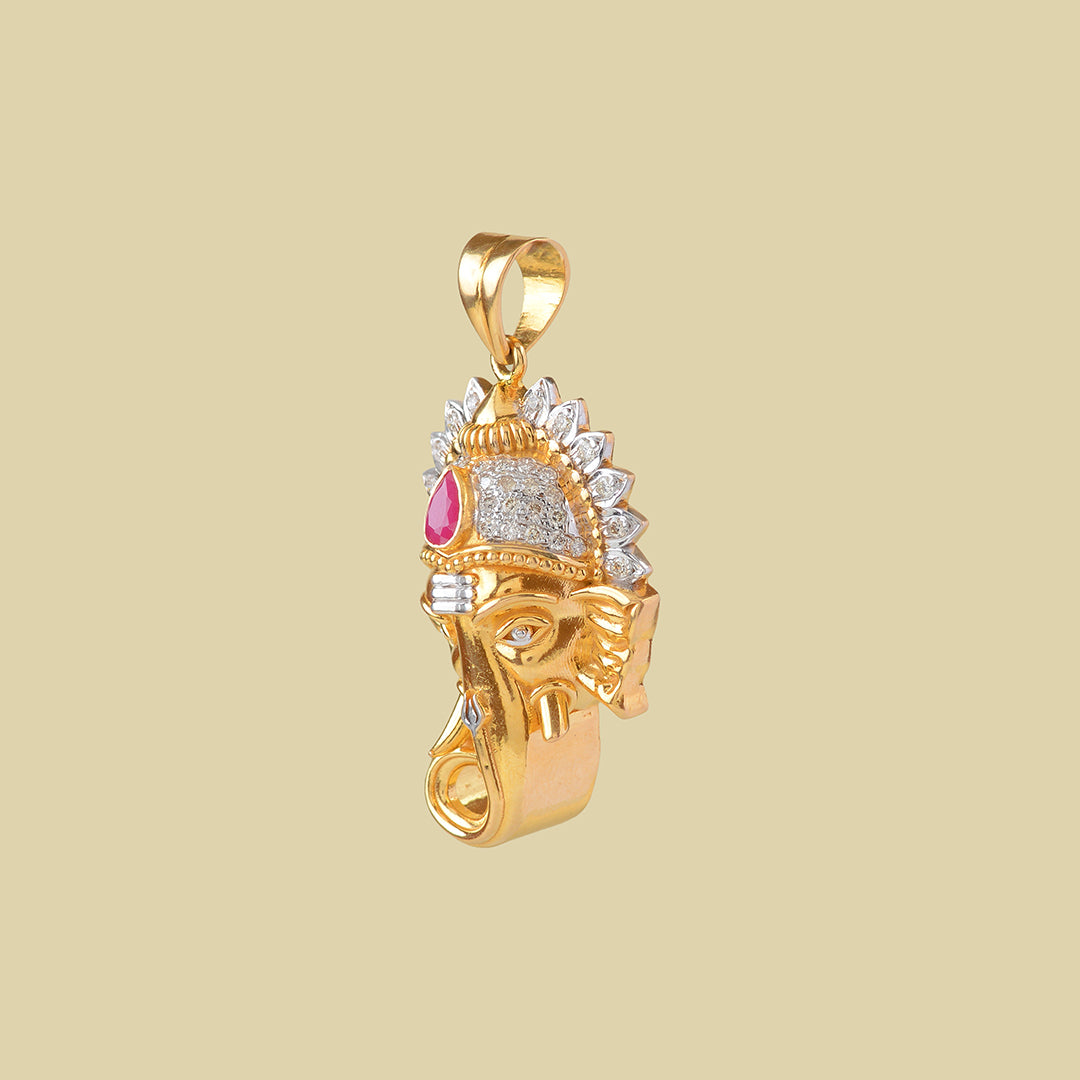 Beautiful 22k Gold Ganesh Pendant - Krishna Jewellers Pearls and Gems