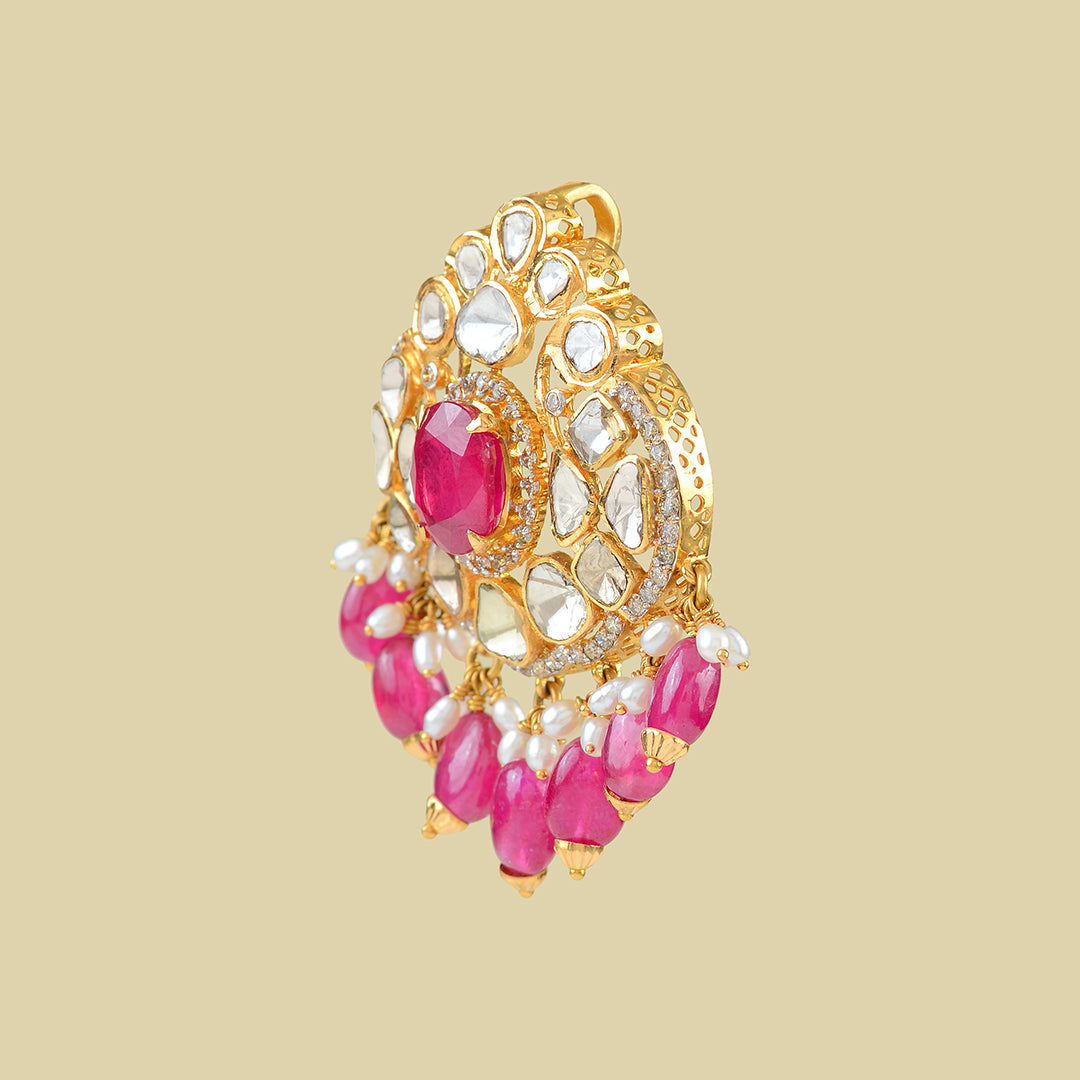 22k Gold Ruby Beads Pendant - Krishna Jewellers Pearls and Gems