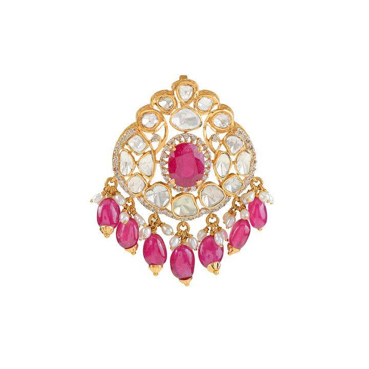 22k Gold Ruby Beads Pendant - Krishna Jewellers Pearls and Gems