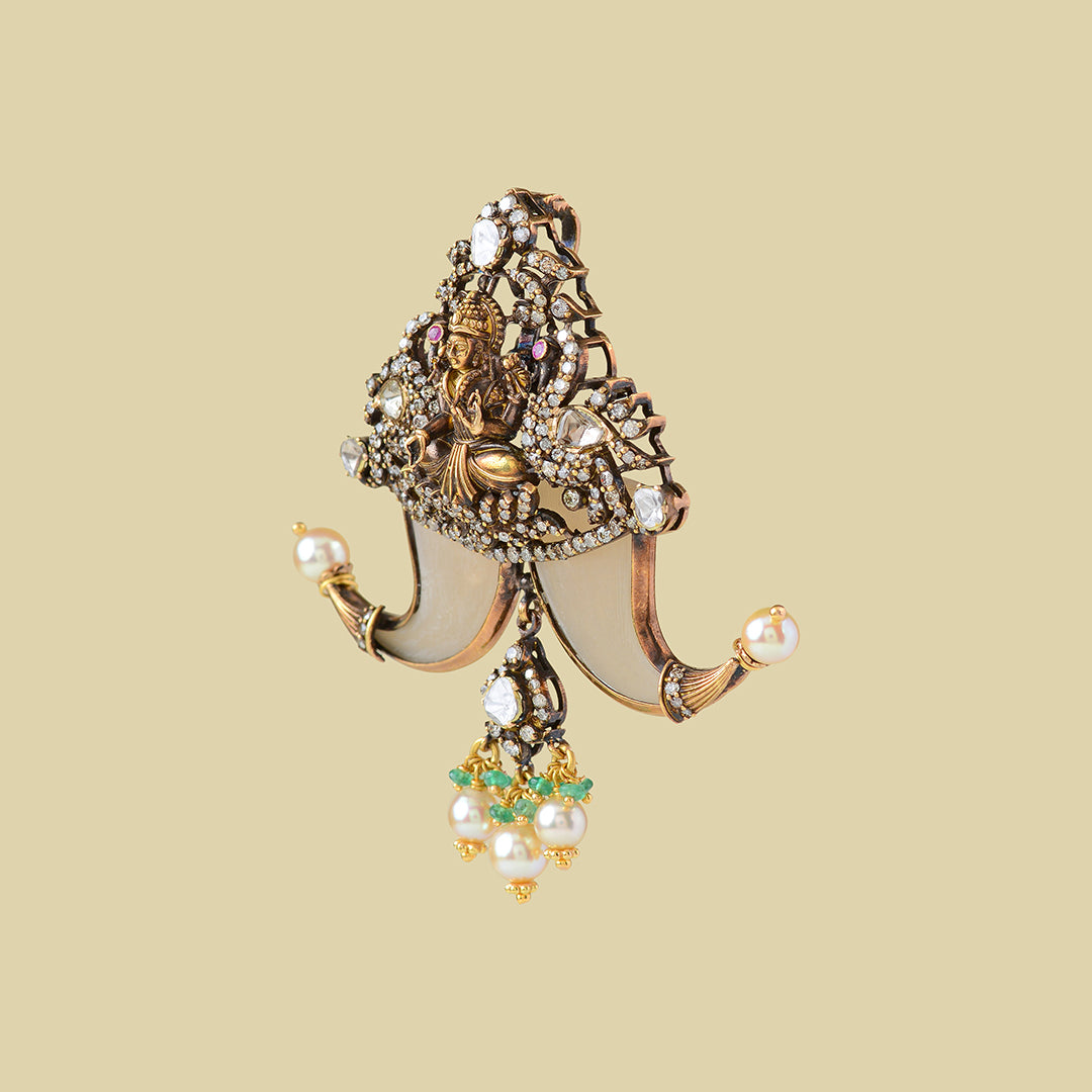 Victorian style gold polki pendent - Krishna Jewellers Pearls and Gems