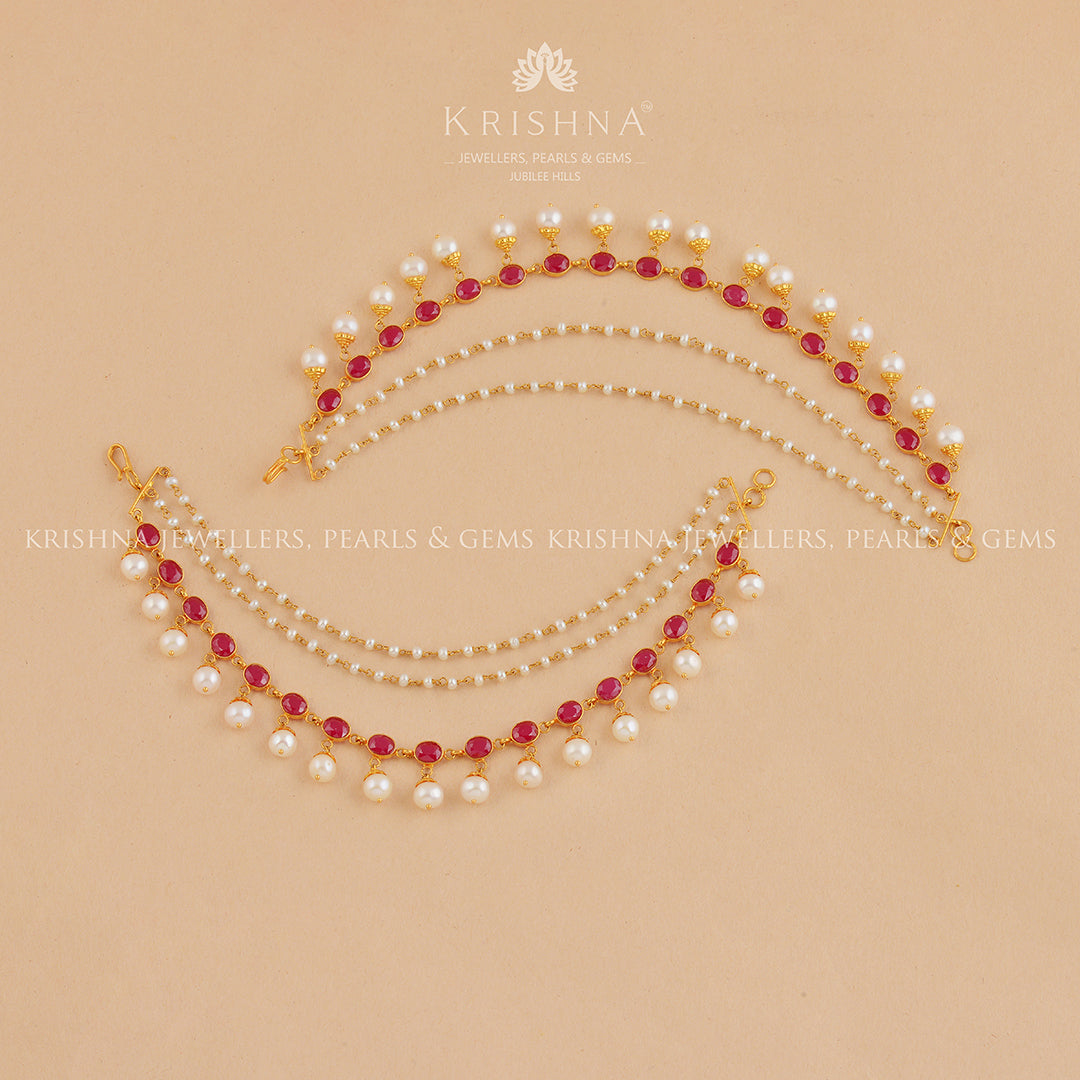 Queenly Gold Pearl Champasavaralu - Krishna Jewellers Pearls and Gems