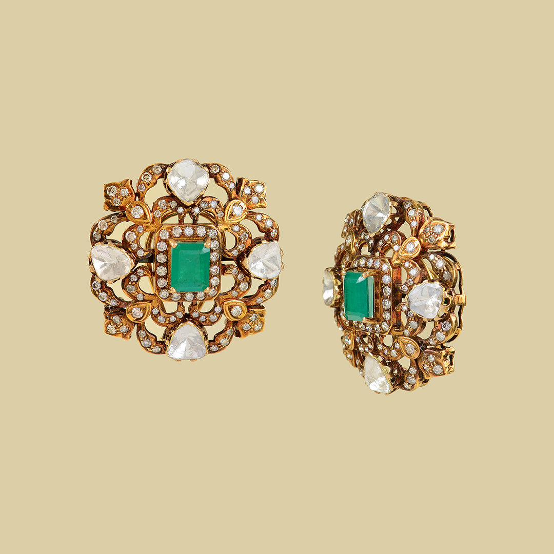 Victorian Polki Stud Earrings - Krishna Jewellers Pearls and Gems
