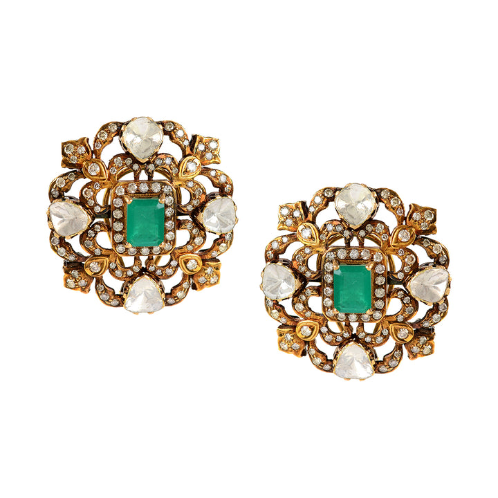 Victorian Polki Stud Earrings - Krishna Jewellers Pearls and Gems