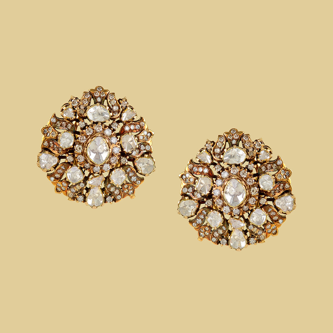 Beautiful Victorian Polki Stud Earrings - Krishna Jewellers Pearls and Gems