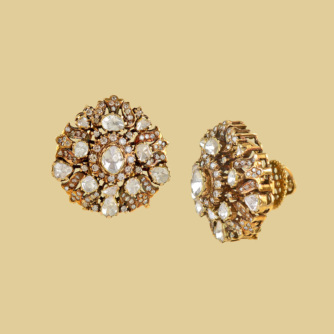 Beautiful Victorian Polki Stud Earrings - Krishna Jewellers Pearls and Gems