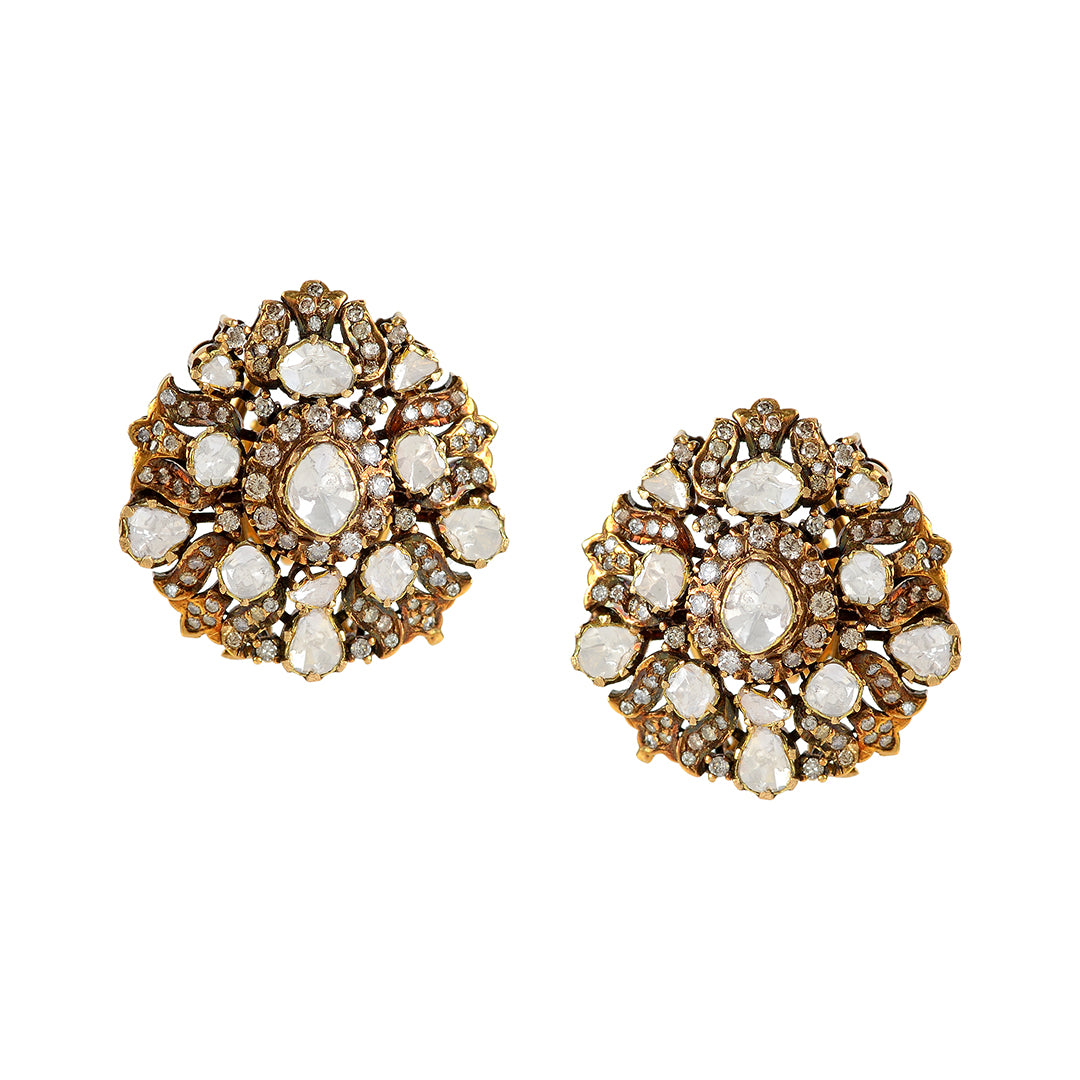 Beautiful Victorian Polki Stud Earrings - Krishna Jewellers Pearls and Gems