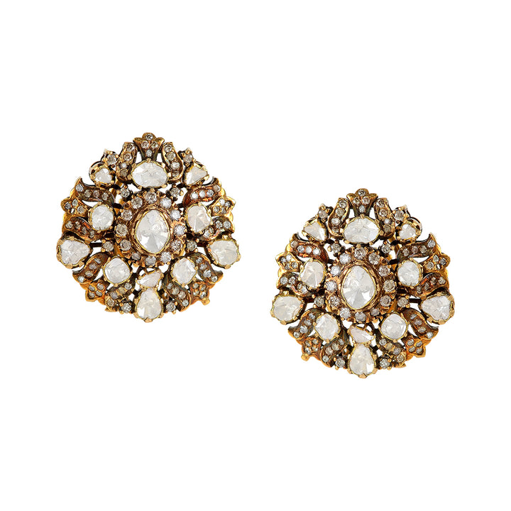 Beautiful Victorian Polki Stud Earrings - Krishna Jewellers Pearls and Gems