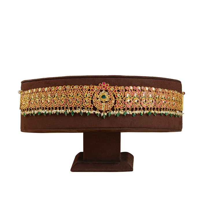 22k Gold Polki Kundan Vaddanam - Krishna Jewellers Pearls and Gems
