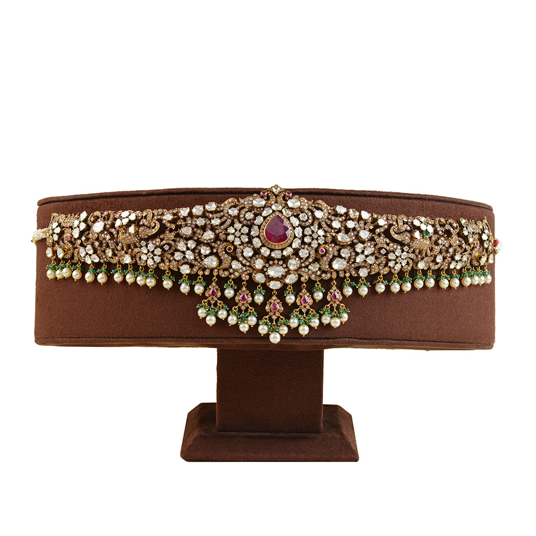 Victorian Gold Polki Vaddanam - Krishna Jewellers Pearls and Gems