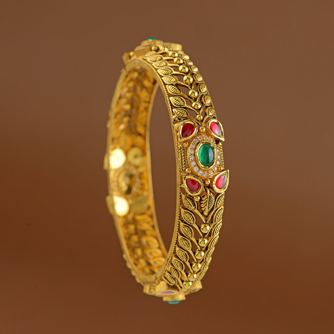 Gold 22k Bangles in Antique Finish - Krishna Jewellers Pearls and Gems