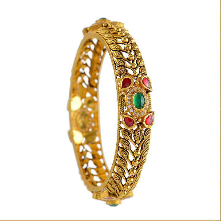 Gold 22k Bangles in Antique Finish - Krishna Jewellers Pearls and Gems