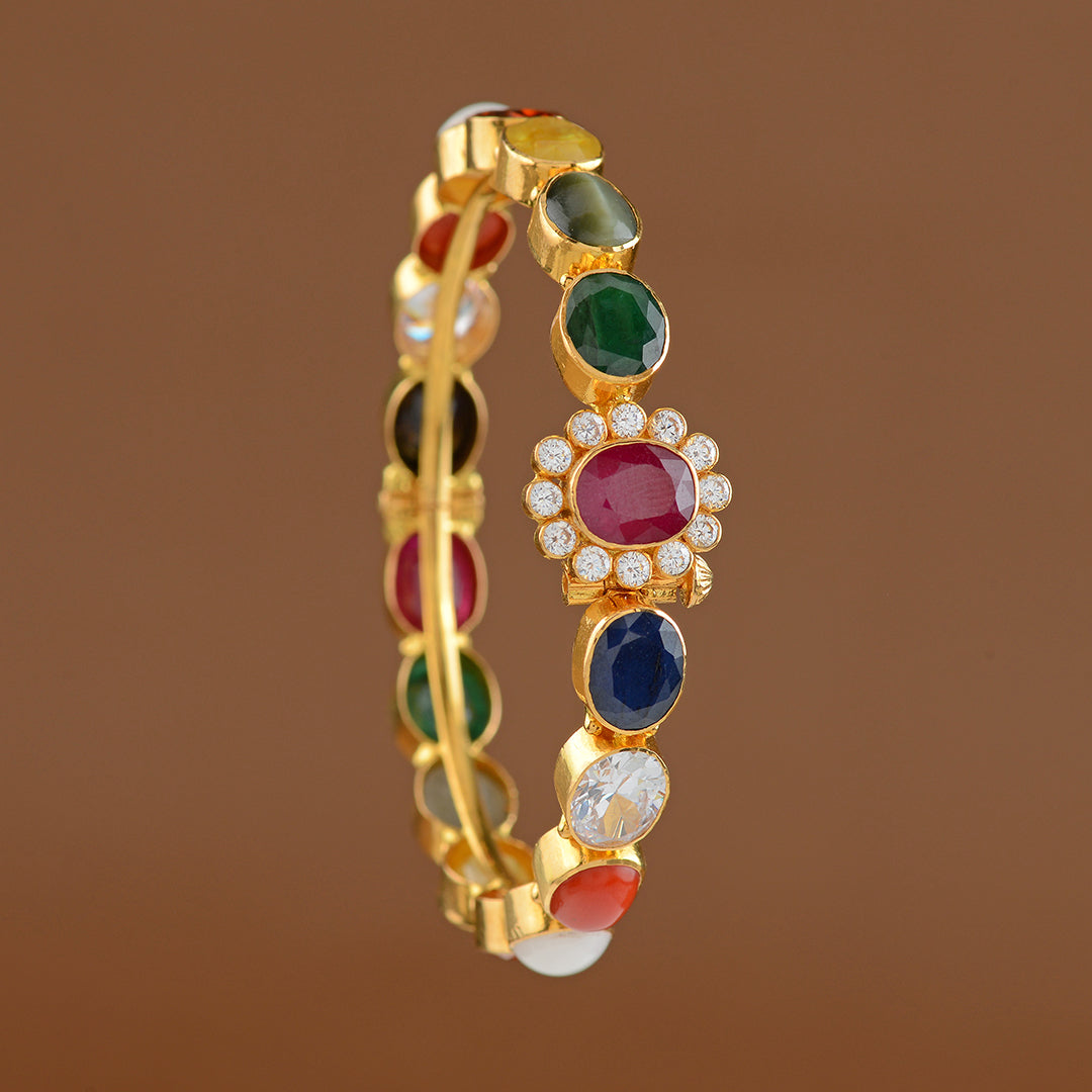22k Navaratan Gold Bangles - Krishna Jewellers Pearls and Gems