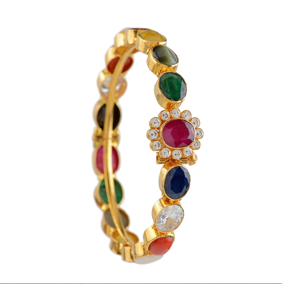 22k Navaratan Gold Bangles - Krishna Jewellers Pearls and Gems