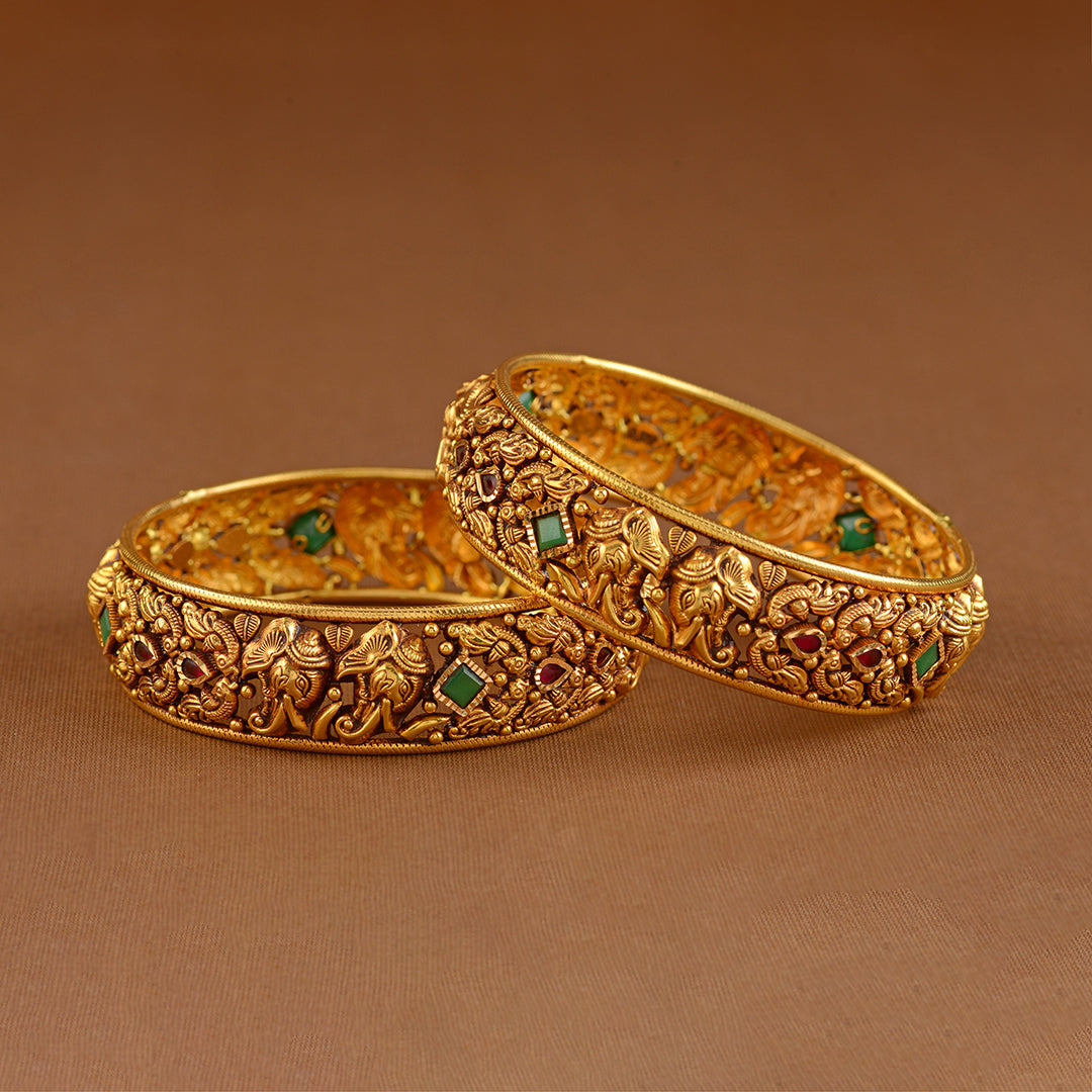 22K Gold Bangles in Nakshi Work - Krishna Jewellers Pearls and Gems