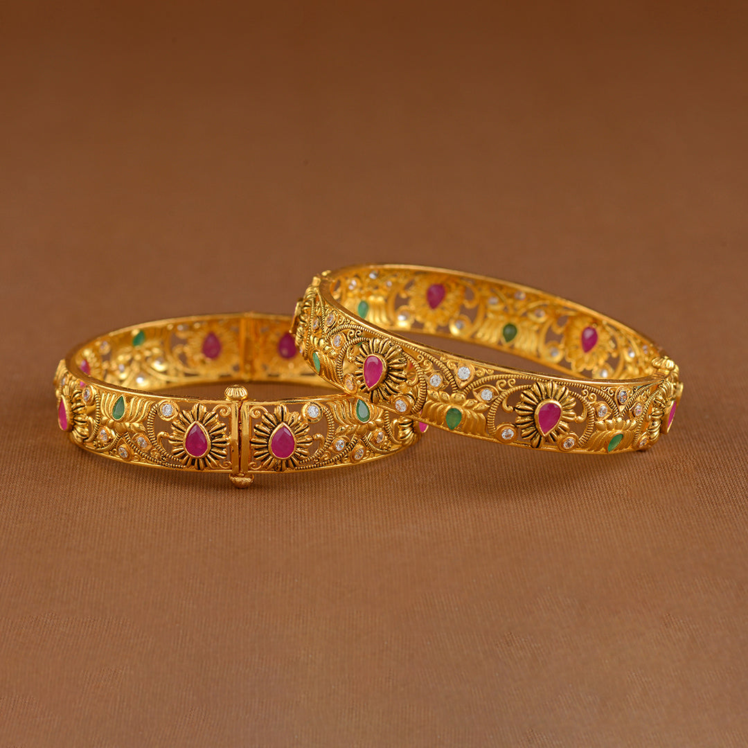 Pretty 22k Gold Bangles - Krishna Jewellers Pearls and Gems