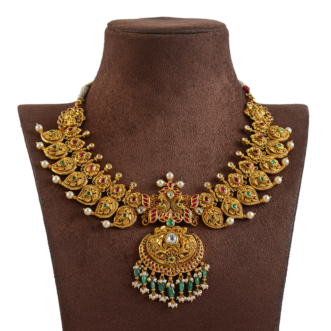 Shop 22K Gold Kundan Mango Necklace – Krishna Jewellers Pearls and